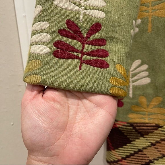 Unbranded Coat Women’s Sz 2 Green Leafs Plaid Artsy Colorful Peter Pan Collar - Picture 5 of 13